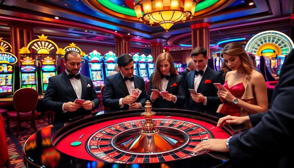 Players enjoying vibrant games at https://68vip.sh/, showcasing excitement and luxury in a casino setting.