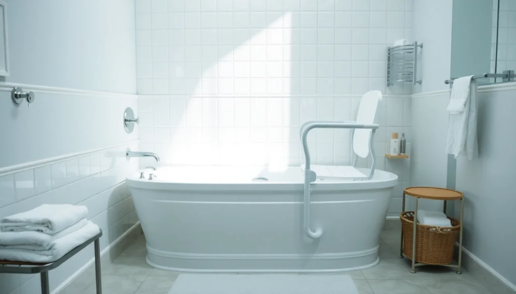 Badehilfe für Senioren: Barrierefreie Badezimmerhilfen wie Haltegriffe und Badewannenlift erhöhen Sicherheit und Komfort.