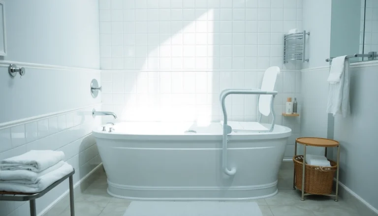 Badehilfe für Senioren: Barrierefreie Badezimmerhilfen wie Haltegriffe und Badewannenlift erhöhen Sicherheit und Komfort.