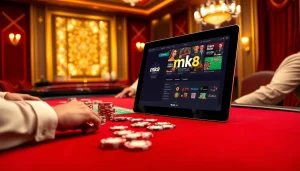 Experience the thrill of betting at https://mk8.sh/ with luxury casino elements like poker chips and roulette.