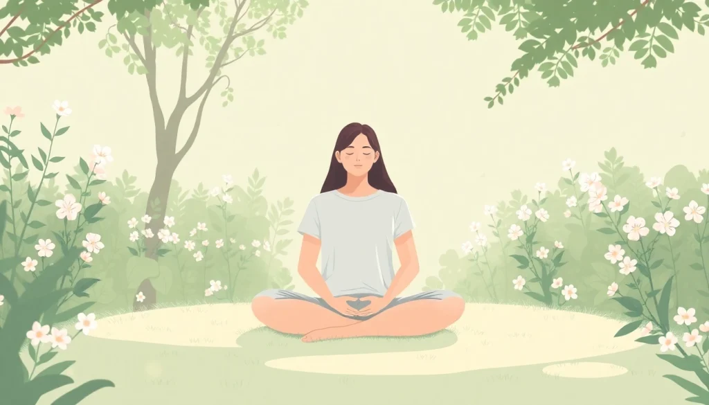 An individual practicing mindfulness in a serene garden, illustrating anxiety symptoms relief.