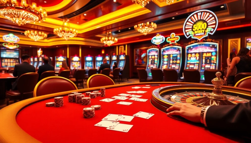 vin777 casino scene featuring elegant poker table and roulette wheel