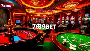 Experience the excitement of gambling at 789BET with engaging casino images featuring vibrant tables and lively players.