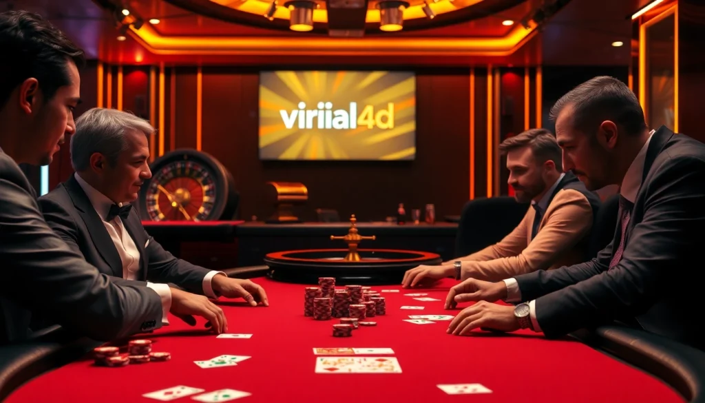 Experience exciting gameplay at viral4d with a luxurious poker table and vibrant casino atmosphere.