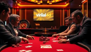 Experience exciting gameplay at viral4d with a luxurious poker table and vibrant casino atmosphere.