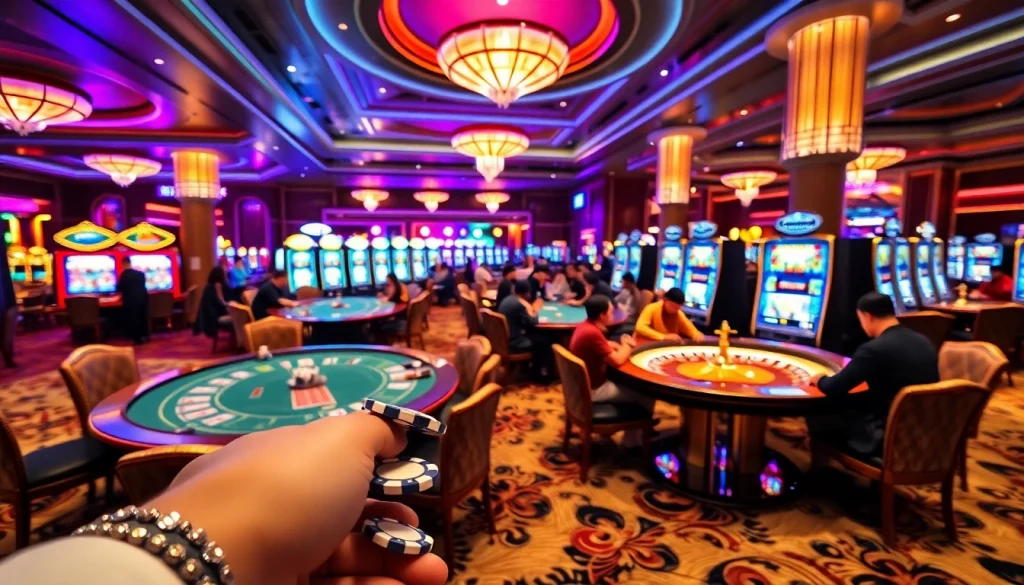 Players enjoying poker and roulette at ONE88, capturing the luxury of a dynamic casino experience.