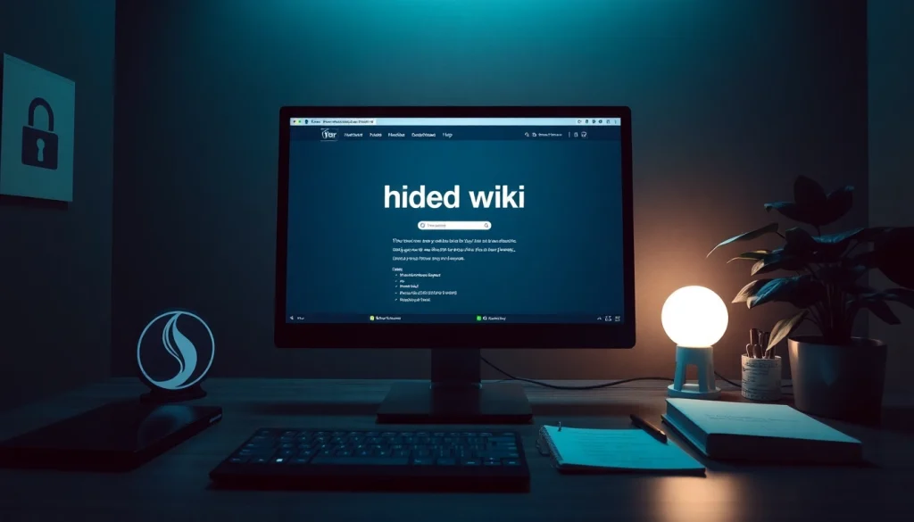 Explore the hidden wiki interface on a secure browsing setup with safety tips.