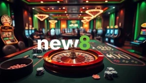 Experience the thrill of new88 online gambling with a luxurious casino setting full of excitement.