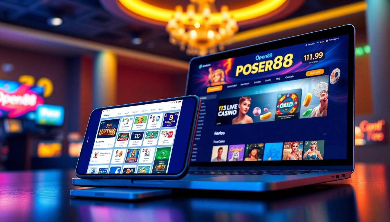 Open88 online gambling interface showcasing diverse games and betting options for an exciting user experience.