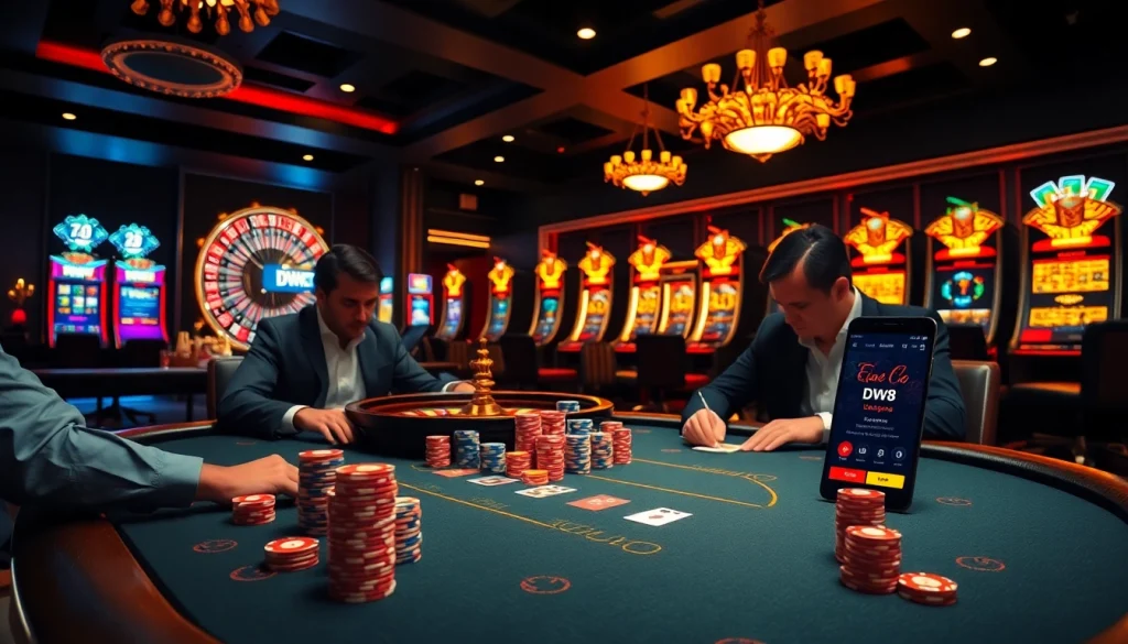 Experience the thrill of DW8 with vibrant casino games and professional poker action.