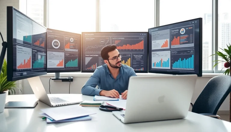 Implement edmonton seo strategies in a vibrant office, showcasing data-driven marketing.