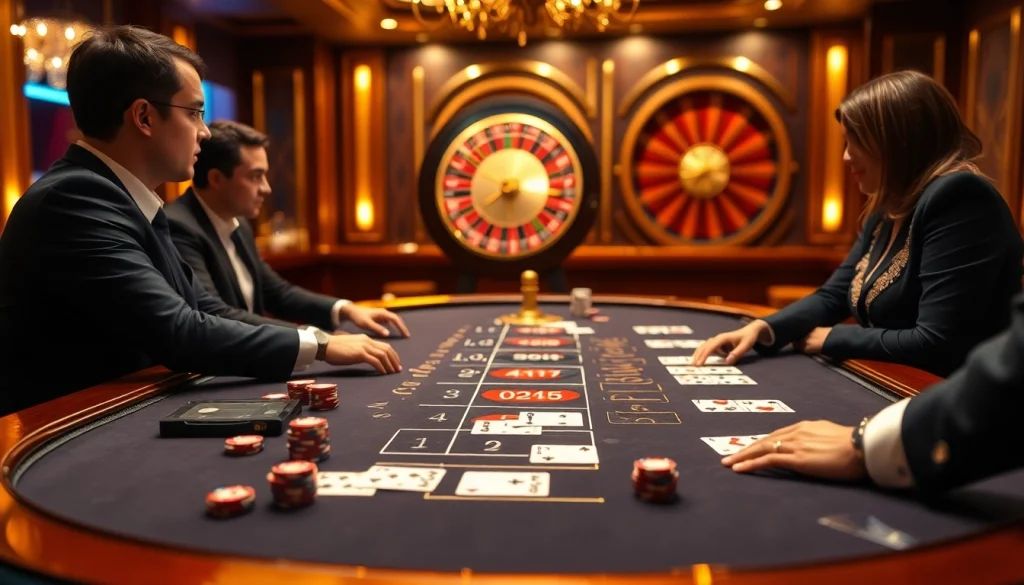 Experience the thrill of gaming at 33WIN with players at a luxurious blackjack table.