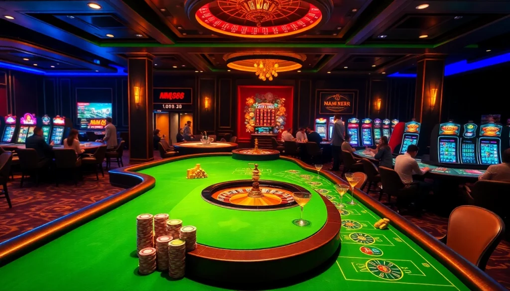 Players excitedly engage in various games at MM888's vibrant online casino environment.