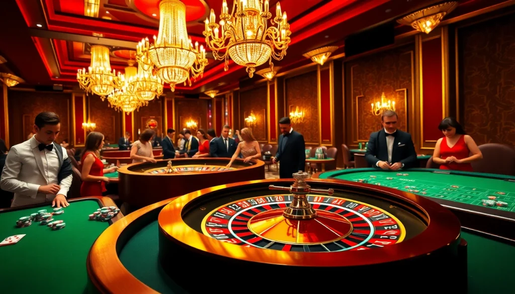 Experience excitement at uu88 casino with high-stakes roulette, vibrant decor, and elegant players.