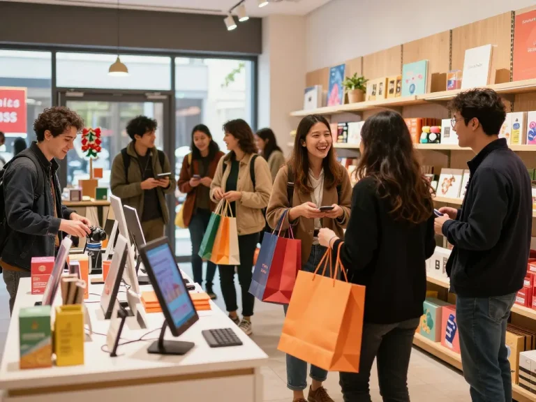 Customers enjoying shopping at https://hubet88.icu/ with vibrant displays and engaging atmosphere.