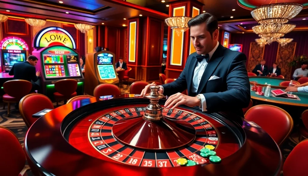 Exciting casino scene with a roulette table and poker chips at Haywin.