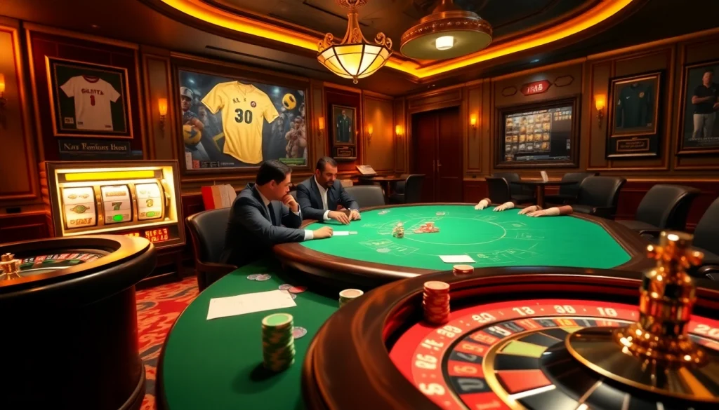 Nạp tiền Da88 at a high-stakes casino with poker players, chips, and vibrant betting visuals.