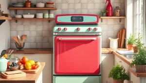 Bake delicious treats with the Retro Oven, featuring vibrant colors and a nostalgic design.