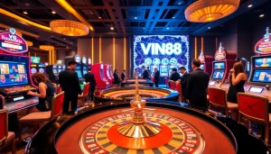 Experience the thrill of winning at VIN88's premier casino games, with vibrant slot machines and engaging tables.