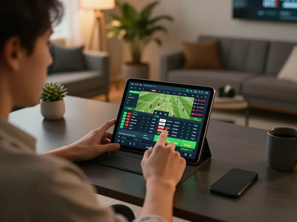 Engaging in tin soi kèo while using a betting app on tablet for live sports