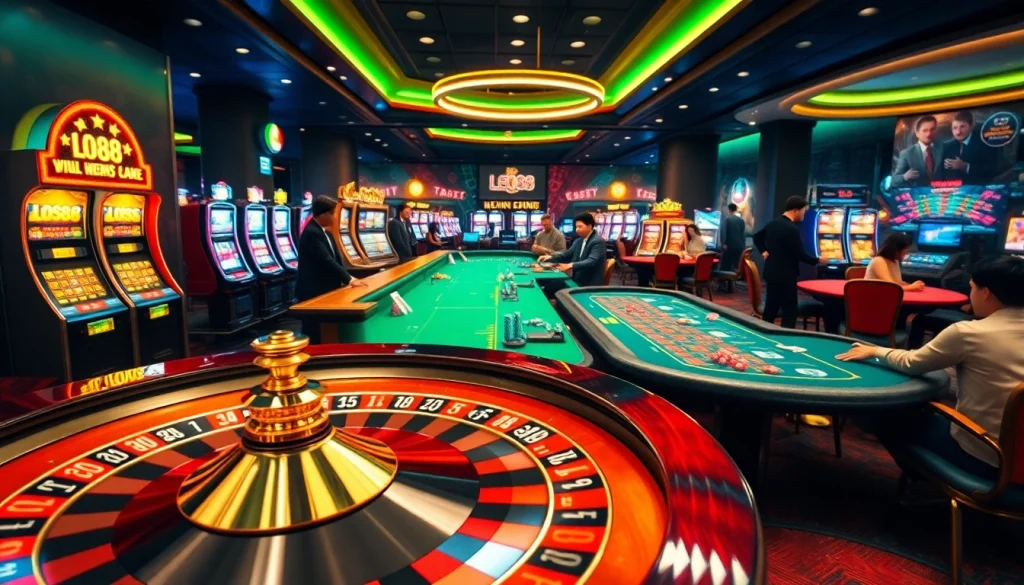 Experience the excitement of LEO88 casino games with vibrant tables and thrilling slots.