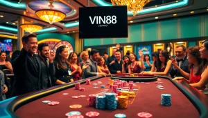 Experience the excitement of VIN88 with vibrant poker tables and thrilling casino action.