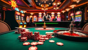 EE88 players engaging in a thrilling casino experience at a luxurious poker table.