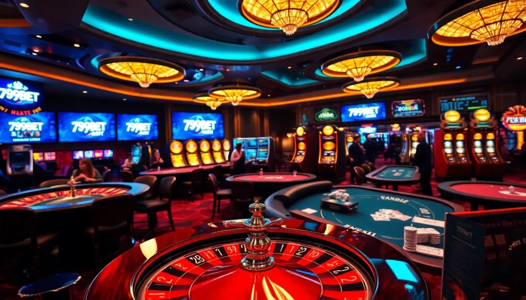 Experience the thrilling world of gambling with 789BET's stylish casino atmosphere featuring poker and roulette.