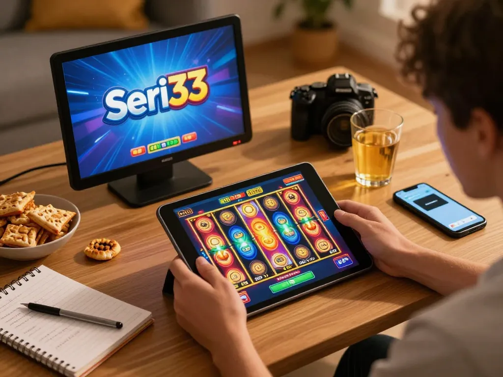 Experience thrilling slot gameplay at Seri33 with engaging rewards in a cozy home setting.