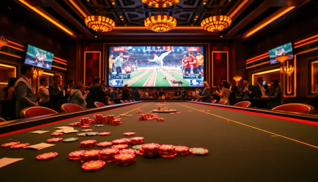 Experience the excitement of trực tiếp đá gà thomo with high-stakes bets in a vibrant casino environment.