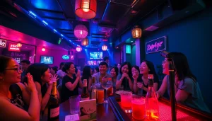 한국 제주도의 활기찬 노래방에서 즐기는 생동감 넘치는 제주도유흥 밤문화.