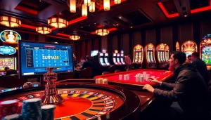 Pemain yang antusias menikmati slot online di platform kasino mewah Surya88.