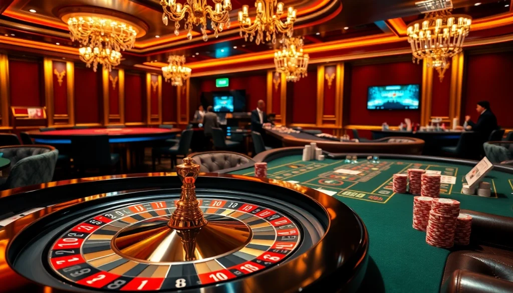 Experience the excitement of DEBET at a vibrant casino with roulette and poker gameplay.