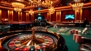 Experience the excitement of DEBET at a vibrant casino with roulette and poker gameplay.
