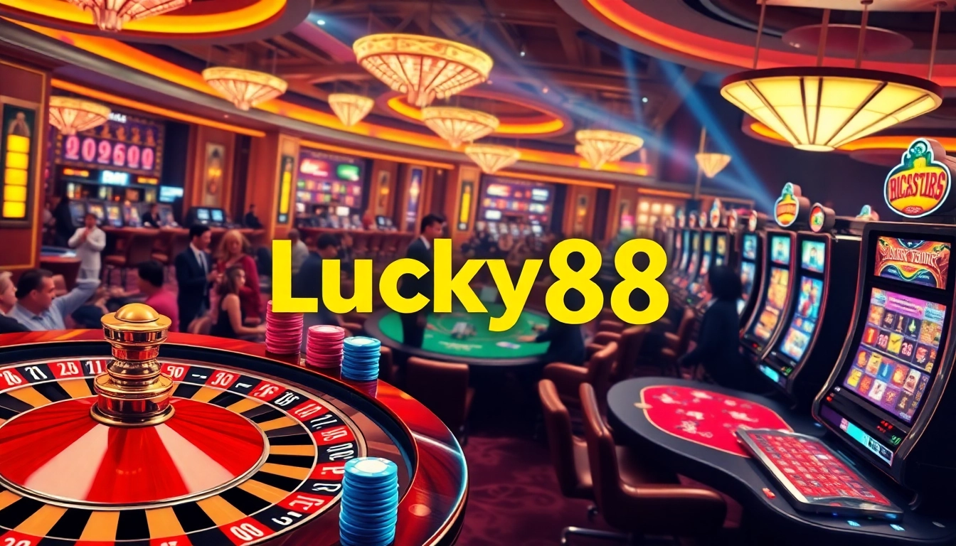 Experience the excitement of Lucky88 with vibrant casino games and engaging players at the tables.