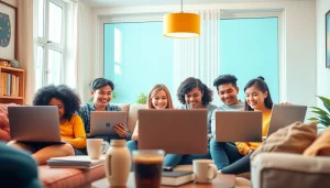 居心地の良い学習環境でQQEnglish クーポンを使ってオンライン授業を受ける学生たち。