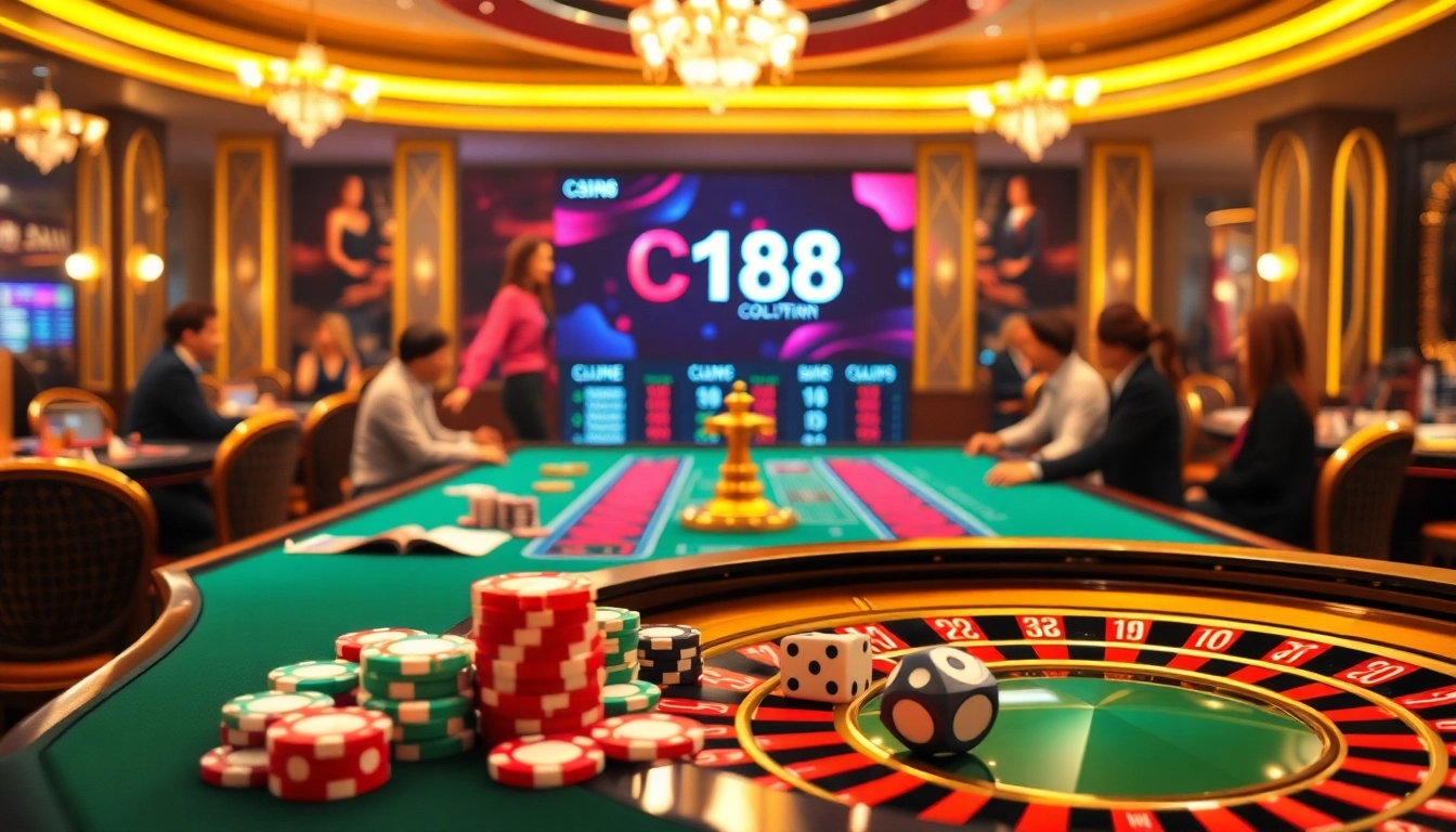 Players enjoy an exciting game at C168 casino, showcasing vibrant roulette and poker action.