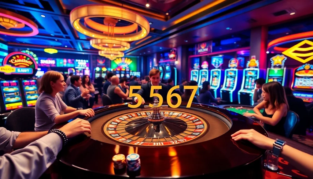 Experience high-stakes action at L567 casino with roulette and players engaged in betting.