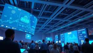 Crypto 2026 conference scene featuring diverse attendees discussing cryptocurrency trends