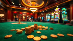 Xoilac Casino: Experience thrilling poker table games with luxurious decor and vibrant action.