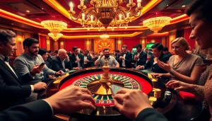 Experience the thrill of betting at VB88.boston with vibrant casino tables and excited players.