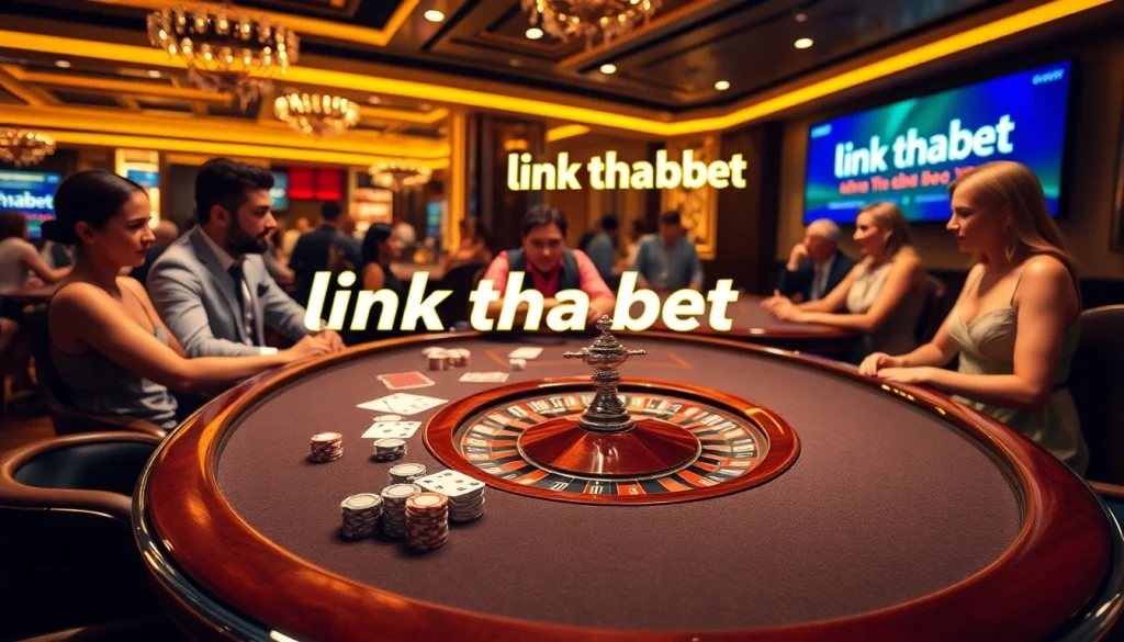 Experience thrilling gameplay at link thabet with vibrant casino tables and excited players.