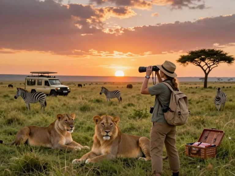 Tanzania safari tours showcase stunning wildlife experiences, like observing lions at sunset in the Serengeti.