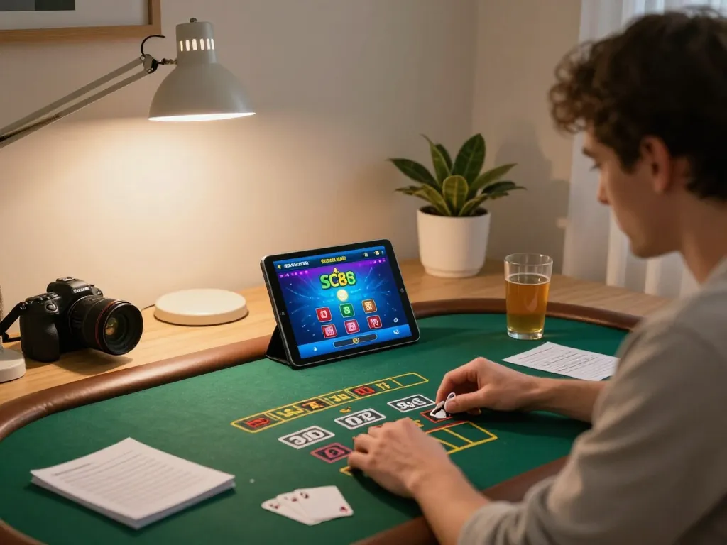Engage in live dealer blackjack on SC88 trang chủ with a cozy home gaming setup