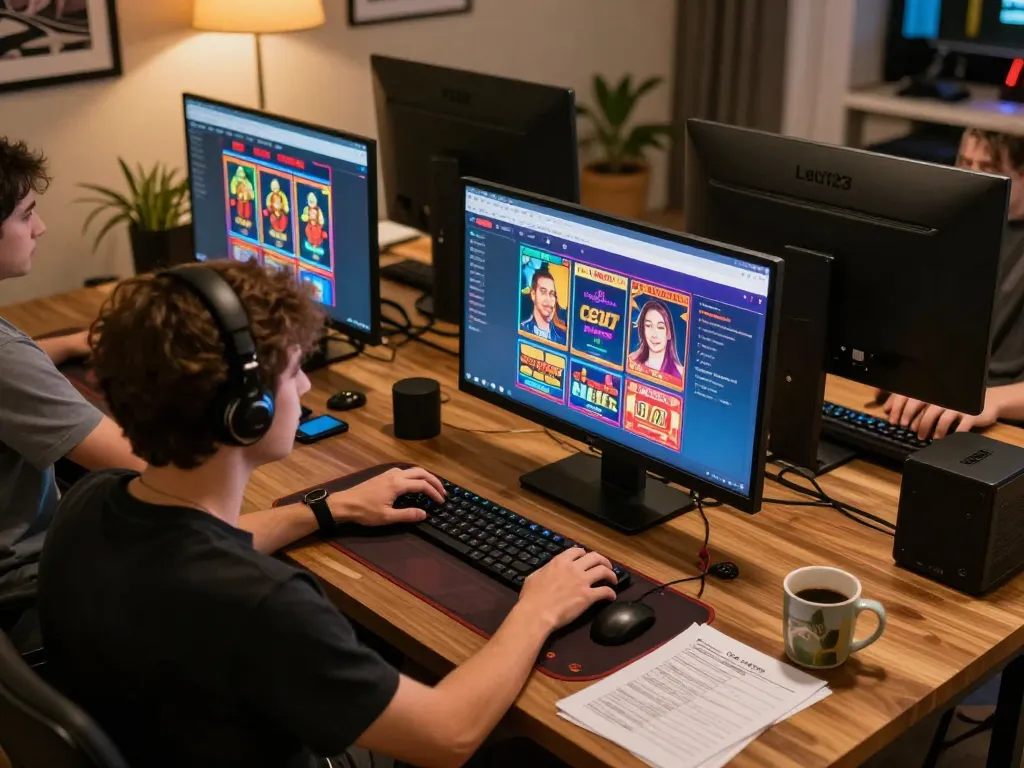 Pengguna Leci123 menikmati judi online strategis dengan poker dan slot terlihat dalam pengaturan yang nyaman