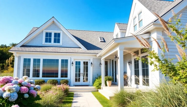 Cape Cod home addition showcasing modern features and picturesque landscaping.