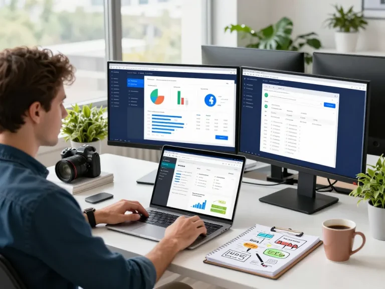 Marketer analyzing meta whitelisted ad accounts rent for effective Facebook campaigns in a modern workspace.