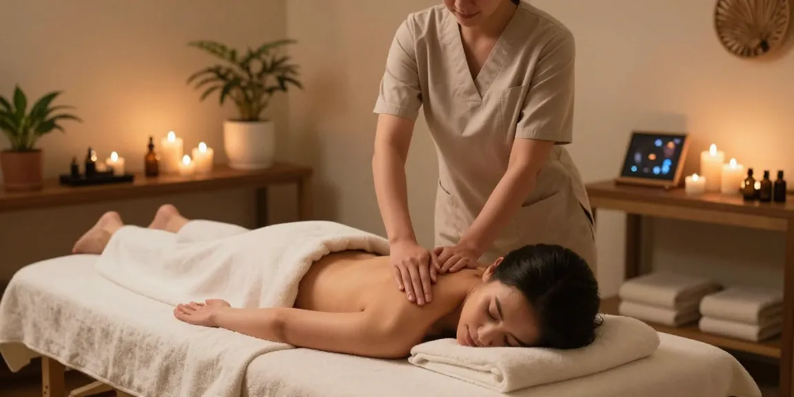 Relaxing Swedish massage experience at 영등포스웨디시 spa, featuring a calm practitioner in a serene wellness environment.