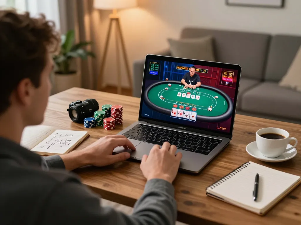 Player engages in online poker at lc88, showcasing strategic gameplay with live dealer interface.