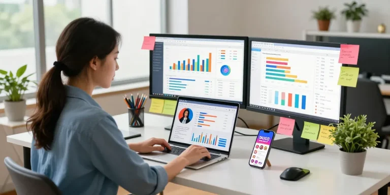 Discover the best sites to buy Instagram followers in a vibrant digital marketing workspace.